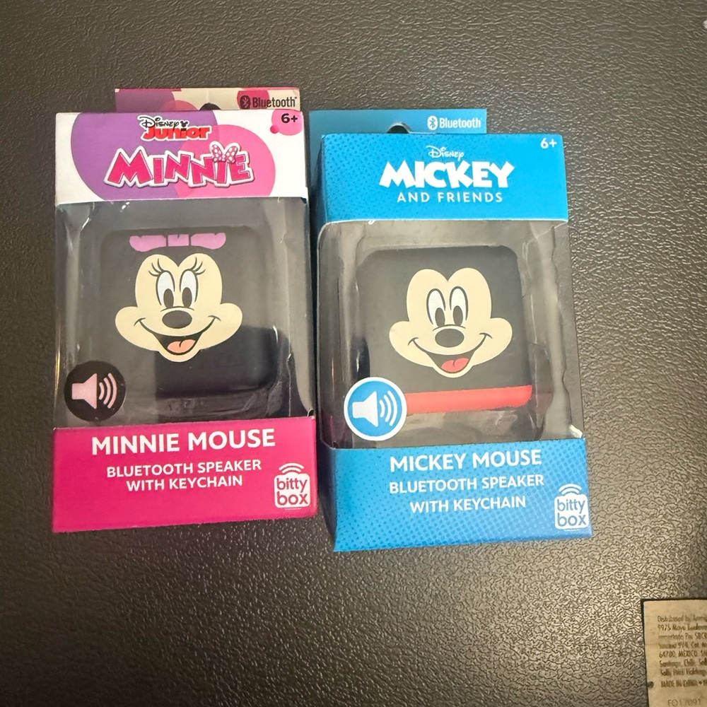 Disney Minnie and Mickey Mouse Bluetooth Speakers with Keychains
